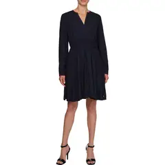 TOMMY HILFIGER - Vestido Evasé Con Acabado A Contraste Mujer Azul