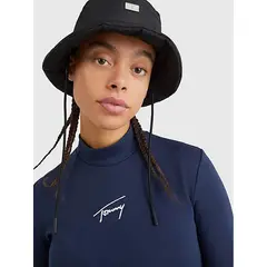 TOMMY HILFIGER - Vestido Signature Ajustado Con Cuello Perkins Mujer Azul Tommy Jeans