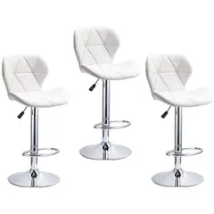 MOBLIHOUSE - Set X3 Silla De Bar Bari Blanca Giratoria 360° Altura Ajustable