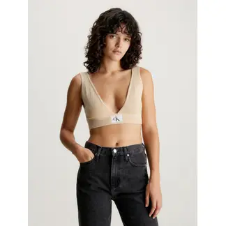 CALVIN KLEIN - Top Beige De Punto De Algodón Para Mujer