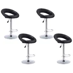 MOBLIHOUSE - Set X4 Silla Barra Ovni Negra Acolchada Diseño Moderno