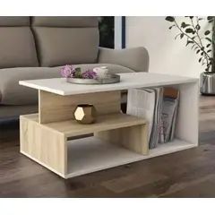 GENERICO - Mesa de centro moderna minimalista lumio blanca y arena