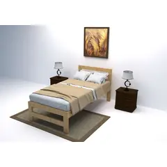 GENERICO - CAMA SENCILLA EN MADERA CEDRO NATURAL COLOR MIEL.