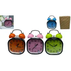 MAZUGI - Reloj Despertado Cuadrado Con Campana Azul Rosado Naranja