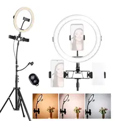 GENERICO - Combo Aro De Luz RGB Led Flash 26 Cm + Trípode Selfie Fotogr