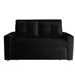 DORMILANDIA - Sofá Cama Negro Germano 3 Posiciones + 2 Cojines