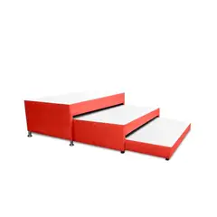 MAGIC CLASS - BASE CAMA NIDO 3 NIVELES + COLCHÓN SUPERIOR INC. 140X190 ECOCUERO ROJO