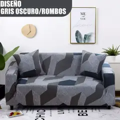 GENERICO - Funda Para Sofá Protector Mueble Sala 3 Puestos Gris Osc/ Rombos