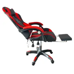 GENERICO - Silla Gamer Vibracion Lumbar Negro Rojo Reposapies