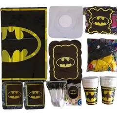 GENERICO - Kit Decoracion Cumpleaños Fiesta Infantil Escudo Batman