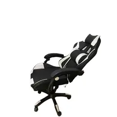 GENERICO - Silla Gamer Vibracion Lumbar Negro Blanco Reposapies