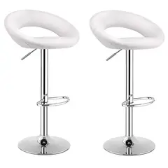 MOBLIHOUSE - Set X2 Silla Barra Ovni Blanca Acolchada Diseño Moderno