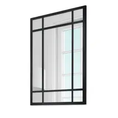ALIK DISEÑO - Espejo Rectangular Reticulado Con Marco Metálico Negro 100X180 Cm