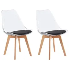 MOBLIHOUSE - Set X2 Silla De Comedor Transparente Asiento De Piel Sintétic