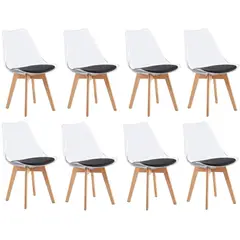 MOBLIHOUSE - Set X8 Sillas Eames Nórdico Madera Polipropileno