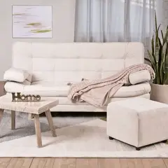 GENERICO - Sofá Cama Valencia Marfil 3 PTOS + puff