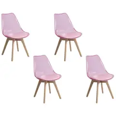 MOBLIHOUSE - Set X4 Silla De Comedor Transparente Asiento De Piel Sintética