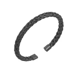 CLOCK - BRAZALETE TRENZADO CASUAL BLACK - BRA-45