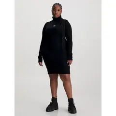 CALVIN KLEIN - Vestido Negro De Punto Slim De Cuello Tortuga Para Mujer