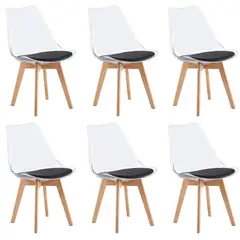 MOBLIHOUSE - Set X6 Silla De Comedor Transparente Asiento De Piel Sintética