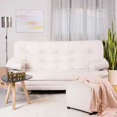 ARMONIA HOME - Sofá Cama Valencia Marmol Marfil 3 PTOS + Puff