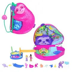 POLLY POCKET - Muñeca Estuche De Bolso 2 En 1 Familia De Perezosos