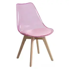 MOBLIHOUSE - Silla De Comedor Transparente Asiento De Piel Sintética Pata En Madera