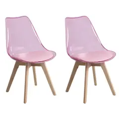 MOBLIHOUSE - Set X2 Silla De Comedor Transparente Asiento De Piel Sintética