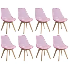 MOBLIHOUSE - Set X8 Silla De Comedor Transparente Asiento De Piel Sintética