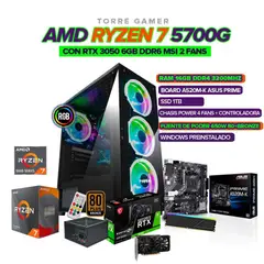 AMD - TORRE GAMER RYZEN 7 5700G /16GB RAM /RTX 3050 6GB /1TB SSD /BOARD A520