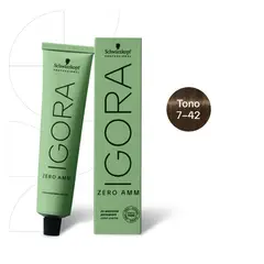 SCHWARZKOPF - Tinte Igora Zero AMM 7-42 Rubio Medio Beige Mate
