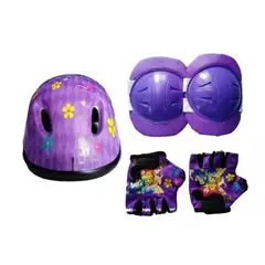 AFM - CASCO DE PROTECCION PARA NIÑOS + KIT DE PROTECCIÒN MORADO