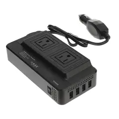 GENERICO - Inversor Convertidor Portátil Multitoma Para Carro Usb 200w