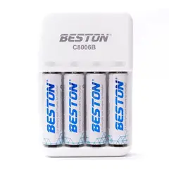 GENERICO - Cargador Y 4 Pilas Baterías Recargables Beston Aa 1500mah