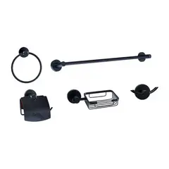 GENERICO - Juego De Accesorios Para Baño Negro Mate
