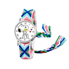 DAYOSHOP - Reloj Snoopy Perro Plateado Tejido Artesanal + Estuche