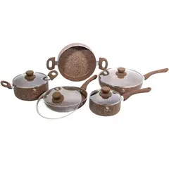 ONE PIXEL - Juego De Ollas Bateria Mocka 9 Piezas Cafe