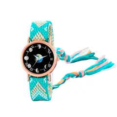 DAYOSHOP - Reloj Luna Fase Lunar Dorado Tejido Artesanal Mujer+ Estuche