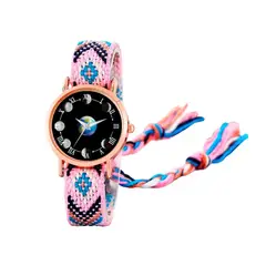 DAYOSHOP - Reloj Luna Fase Lunar Dorado Tejido Artesanal Mujer+ Estuche