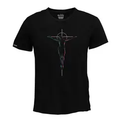CREACIONES NU CROWN - Camiseta Jesucristo cruz de colores Hombre Color NEGRO