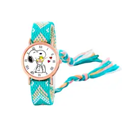DAYOSHOP - Reloj Snoopy Dorado Tejido Artesanal Mujer + Estuche