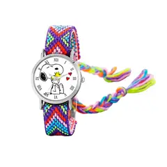 DAYOSHOP - Reloj Snoopy Perro Plateado Tejido Artesanal + Estuche