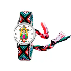 DAYOSHOP - Reloj Virgen Guadalupe Plateado Tejido Artesanal + Estuche