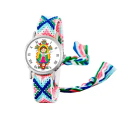 DAYOSHOP - Reloj Virgen Guadalupe Plateado Tejido Artesanal + Estuche