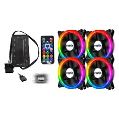 POWER GROUP - Kit De 4 Ventiladores Rgb Y Argb