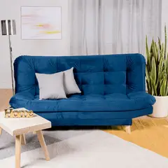 ARMONIA HOME - Sofá Cama Valencia Azul Petroleo 3 PTOS + Cojines