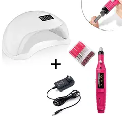 GENERICO - Lampara Secado De Uñas Uv Led 48w + Kit Pulidor De Uñas
