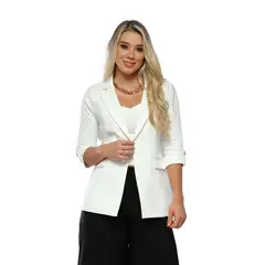 SYK - Blazer Para Mujer Manga Tres Cuartos Blanco