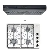 HACEB - Combo Estufa 60x43cm Inox + Campana Tofu Negra