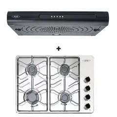 HACEB - Combo Estufa 60x43cm Inox + Campana Tofu Negra